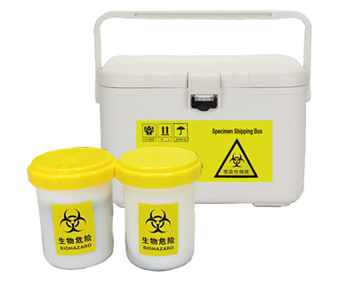 Specimen transport shipping cooler box for biohazard Coronavirus sample